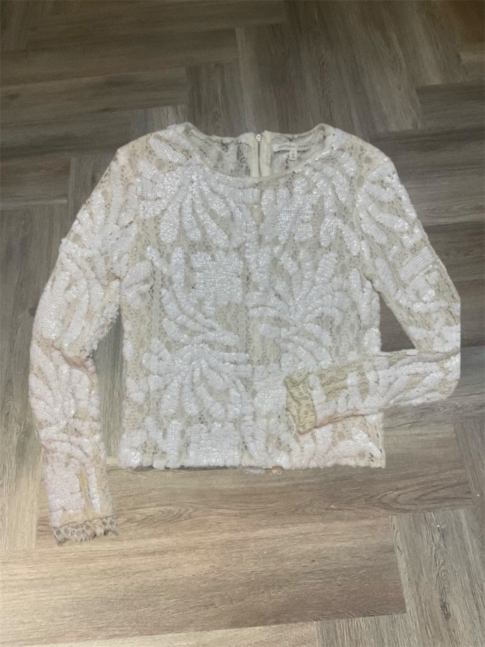 Endless Rose Sequin Lace Victorian Edwardian Romantic Top Womens Small White - Picture 2 of 10